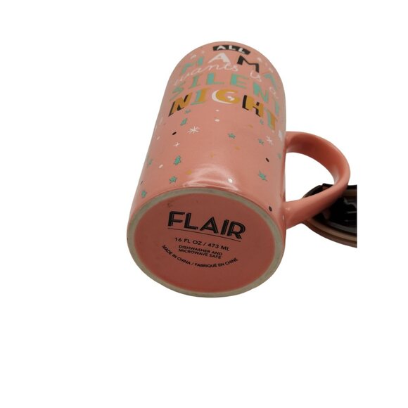 vintage flair "all mama wants is a silent night" 12oz pink coffee mug. - Picture 4 of 4